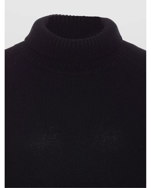 Lisa Yang Blue Cashmere Relaxed-Fit Turtleneck Sweater