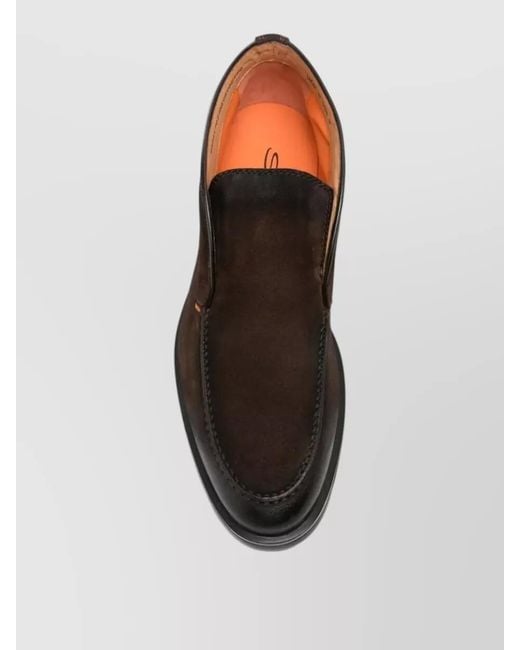 Santoni Black Leather Loafers for men