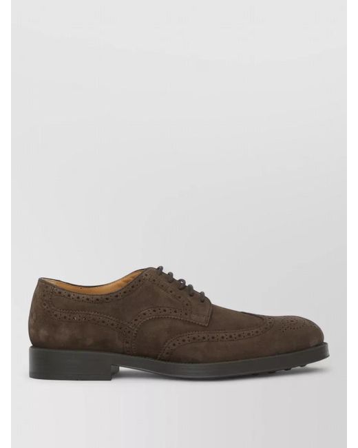 Tod's Brown Suede Lace Up Brogues Leather Sole for men