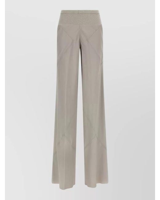 Rick Owens White Silk Wide-Leg Trousers