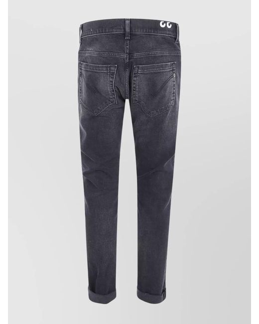 Dondup Blue Cotton Straight-Leg Trousers for men