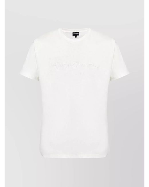 Giorgio Armani White Cotton Logo-Print T-Shirt for men