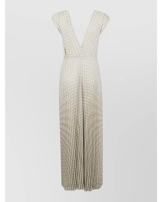 Forte_forte White Pleated V-Neck Maxi Dress