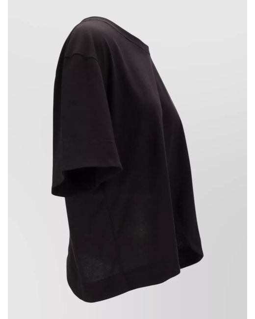 Niccolò Pasqualetti Black Asymmetric Hem Cotton Jersey Round Neck T-Shirt
