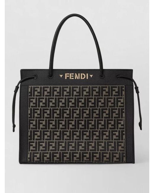 Fendi Black Magic Large Tote Bag Contrast Handles