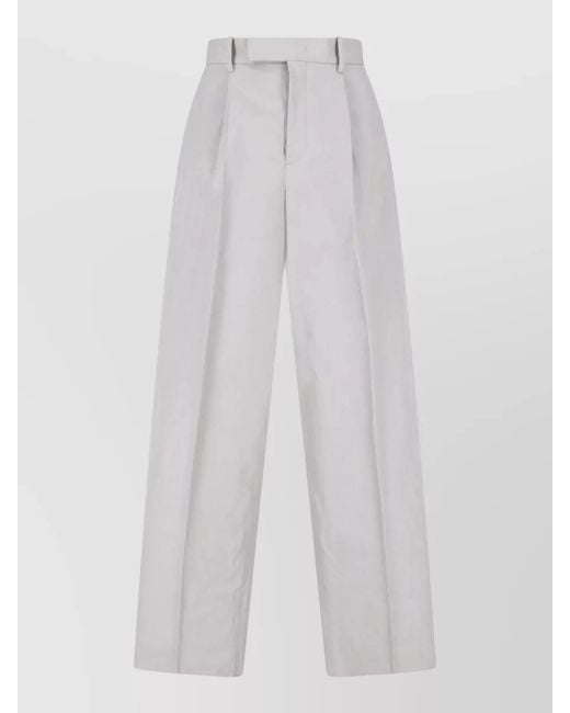 Jil Sander White Straight Trousers Belt Loops Button Detail for men