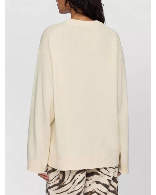 Ganni Blue Wool Oversized Strawberry-Intarsia Crew-Neck Sweater