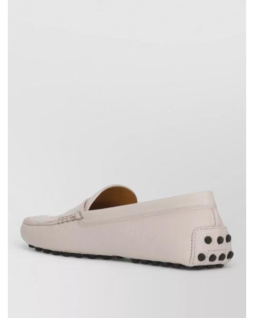 Tod's Natural Leather Loafers Rear Rubber Pads Round Toe