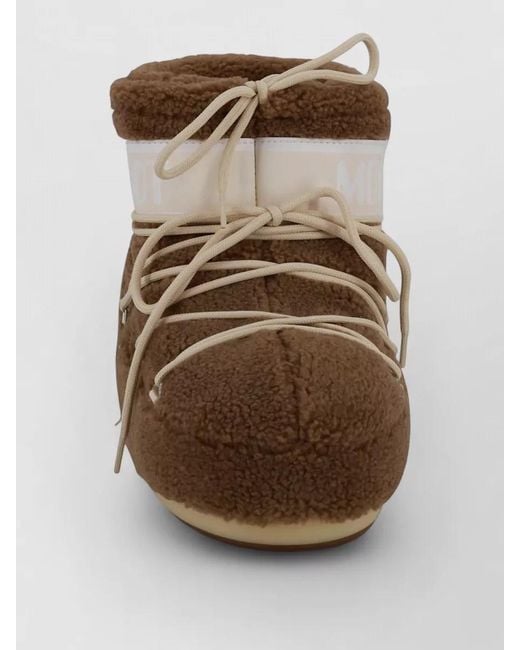Moon Boot Multicolor Ankle Lace Up Boots Faux Fur Texture