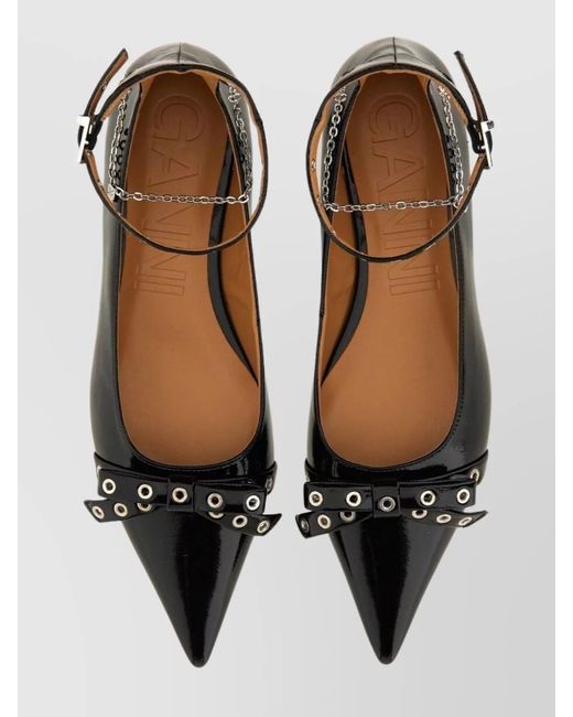 Ganni Brown Jewel Ballerina Shoes