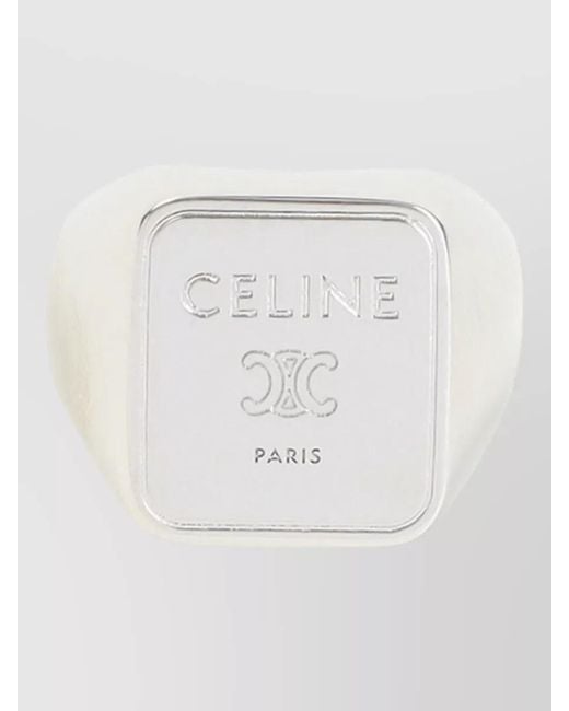 Céline White Square Signet Ring for men