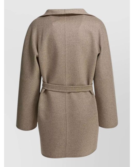 Max Mara Brown Jacket Belted Waist Long Sleeves Shawl Collar