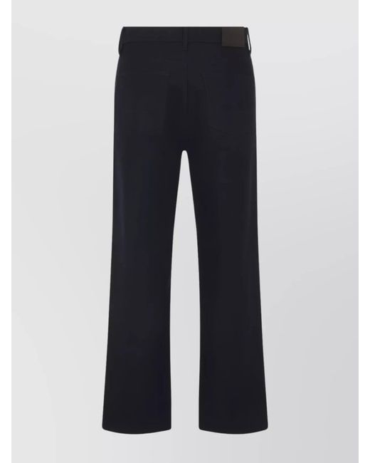 Brioni Blue Cotton Mid-Rise Straight-Leg Trousers for men