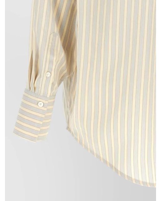 Totême Natural Oversized Shirt Vertical Stripes Point Collar