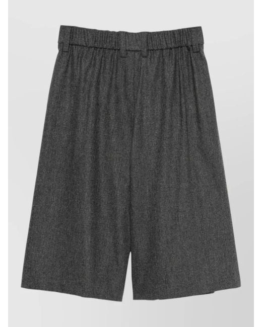 Emporio Armani Gray High Waisted Tailored Shorts Pleated Design