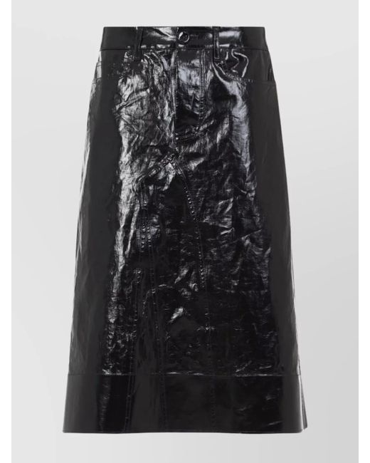 Jil Sander Black 90 Skirt Linen Midi-Length Straight Hem