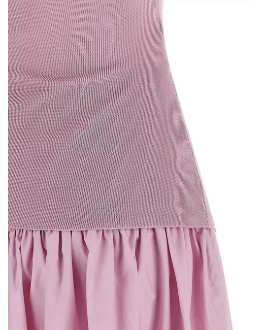 Self-Portrait Pink Draped Knit Off-Shoulder Midi Dress