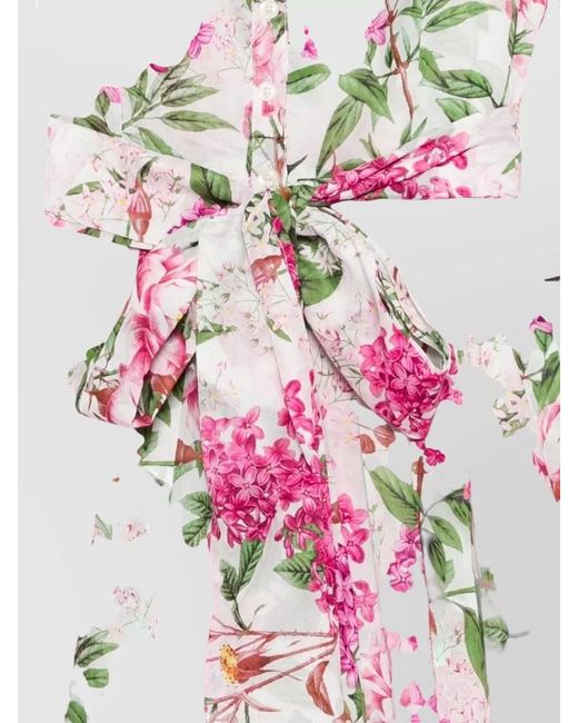 Samantha Sung Pink Floral-Print Shirt Midi Dress