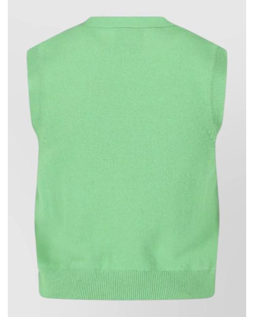 THE GARMENT Green Ribbed Hem Sleeveless Top V Neckline