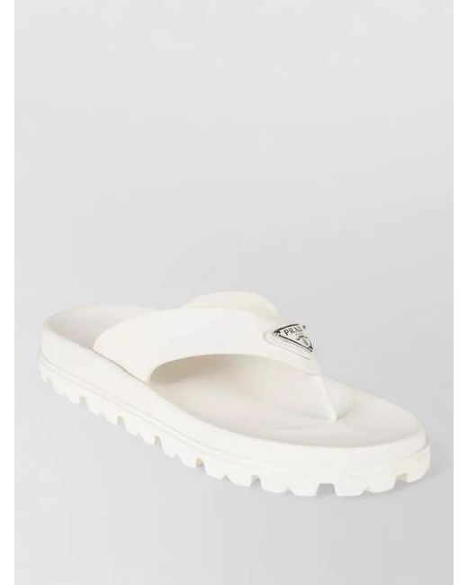 Prada White Rubber Thong Sandals Open Toe Sole