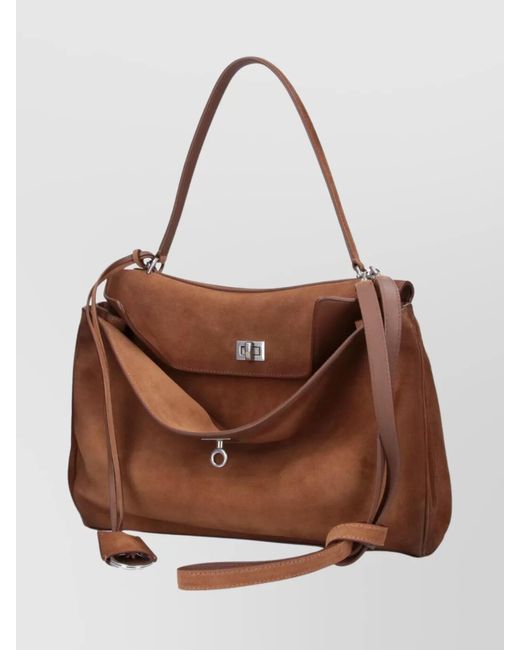 Balenciaga Brown Rodeo Medium Leather Shoulder Bag
