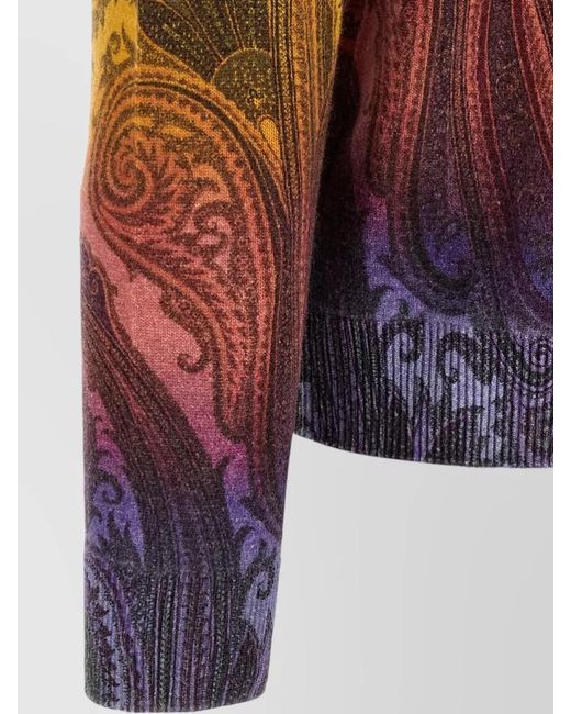 Etro Multicolor Paisley Knit Crew Neck Sweater Top for men