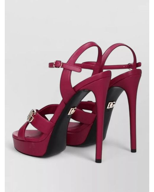 Dolce & Gabbana Pink Leather Platform Sandals