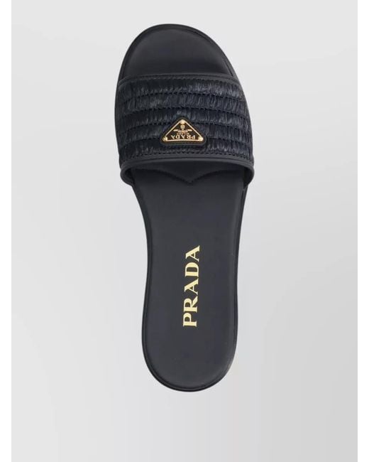 Prada Multicolor Raffia Heeled Slides