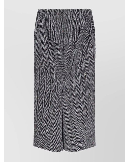 Givenchy Gray Herringbone Cotton Midi Pencil Skirt