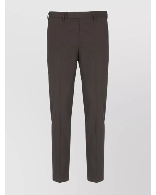 PT Torino Gray Virgin Wool Straight-Leg Tailored Trousers for men