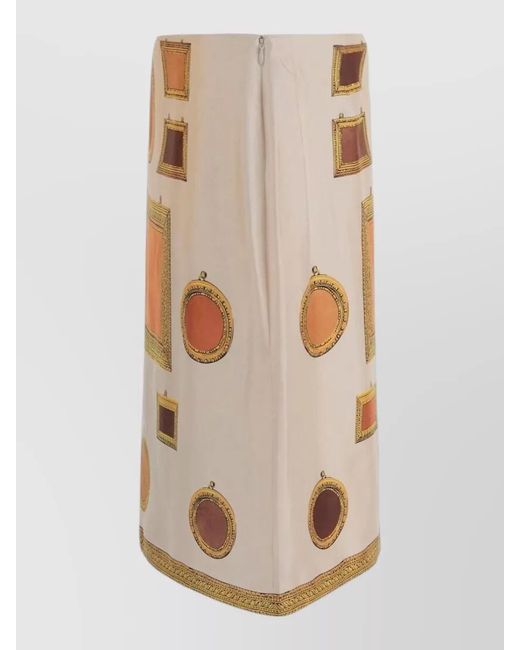 Versace Multicolor Silk Nylon High Waist Knee Length Skirt