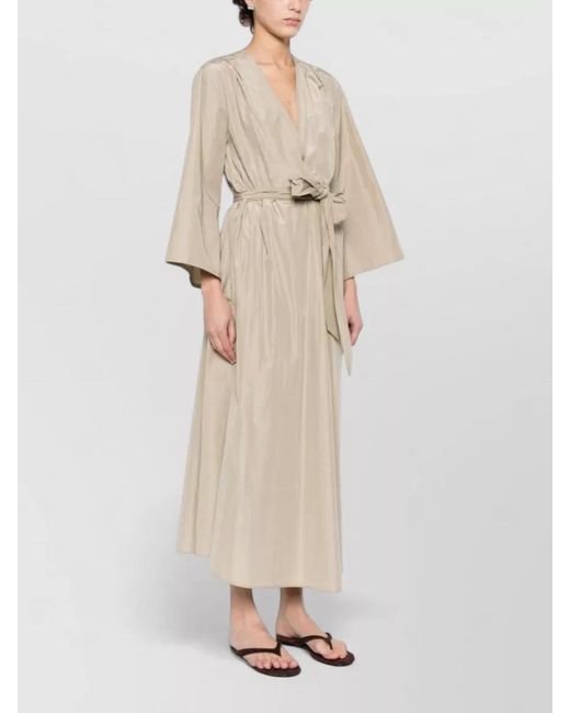 Forte_forte Natural V-Neck Belted Midi Dress