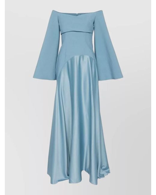 Solace London Blue Rina Maxi Dress Off Shoulder Design
