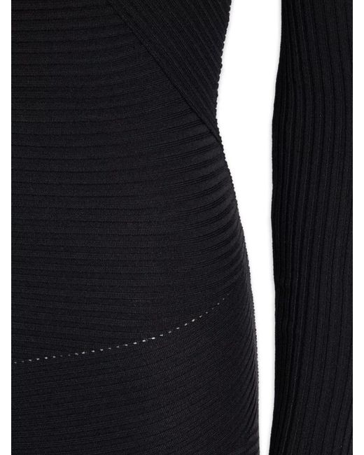 Philosophy Black Ribbed Cutout V-Neck Long-Sleeve Mini Dress