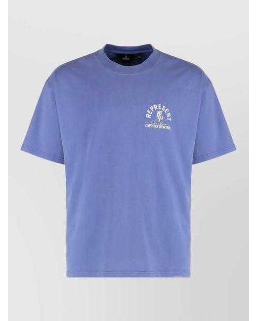 Represent Blue Cotton Crew Neck T Shirt Regular Fit for men
