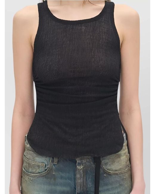 Ann Demeulemeester Black Wool Jacquard Cropped Tank Top