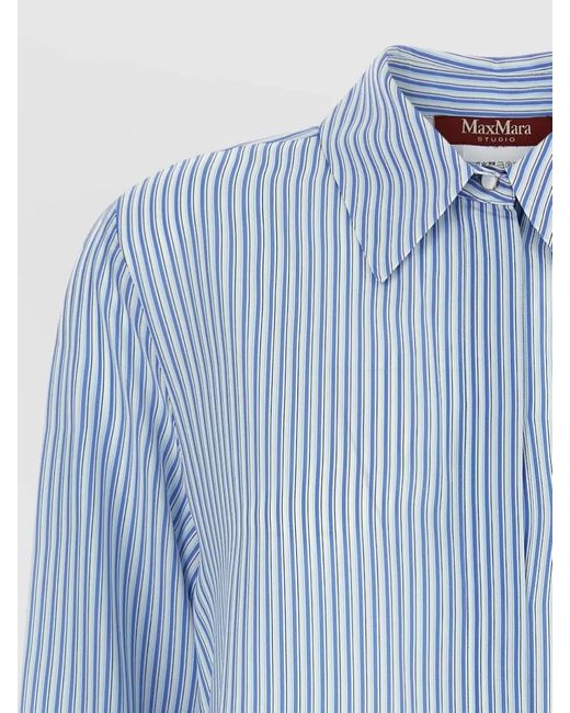 Max Mara Blue Mstflirt Striped Shirt Long Sleeves Buttons