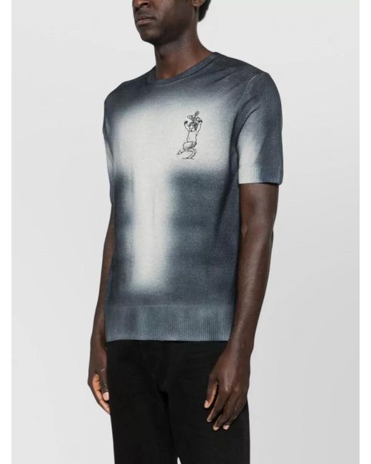 Vivienne Westwood Blue Wool Cashmere Graphic Print Short-Sleeve T-Shirt for men