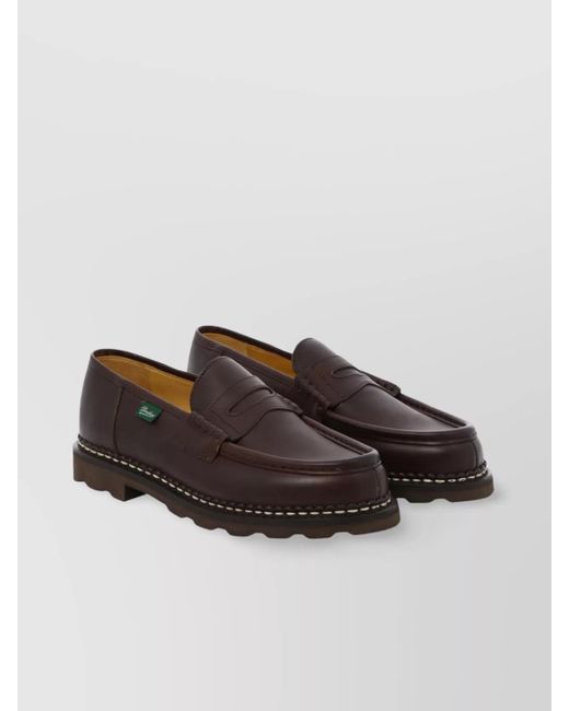 Paraboot Brown Loafers Penny Strap Round Toe for men