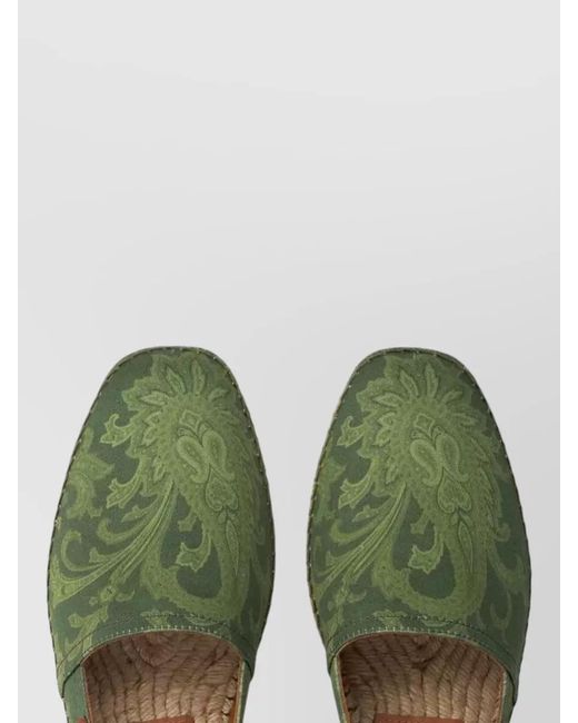 Etro Green Paisley Slip On Espadrilles Braided Sole for men