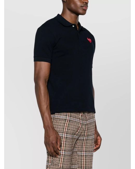 Comme des Garçons Blue Cotton Logo Polo Shirt for men