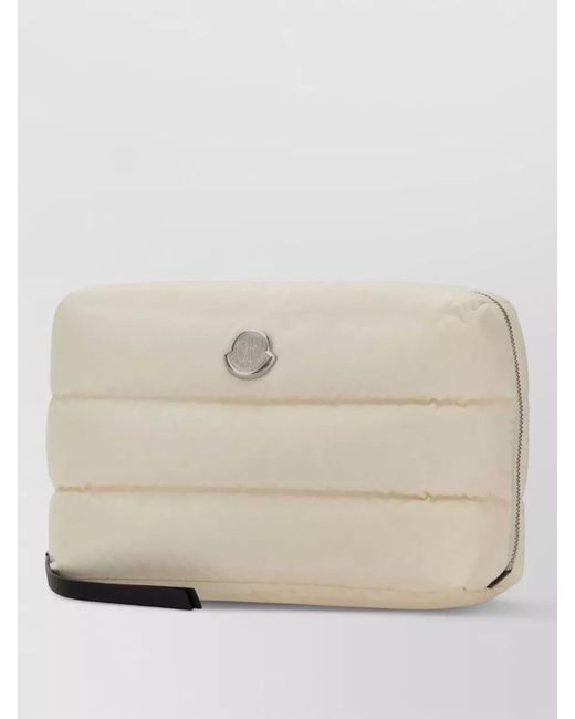 Moncler Natural Fabric Beauty Clutch Quilted Design Wrist Strap