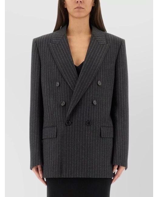 Saint Laurent Black Cassandre Double-Breasted Jacket