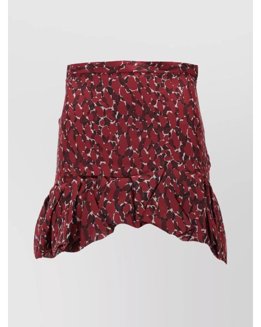 Saint Laurent Red Asymmetric Chiffon Skirt