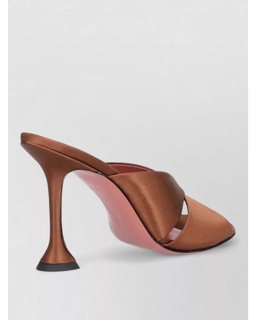 AMINA MUADDI Brown Silk High Heel Mules