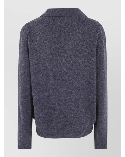 Victoria Beckham Blue Knit Jumper Polo Neckline Long Sleeves