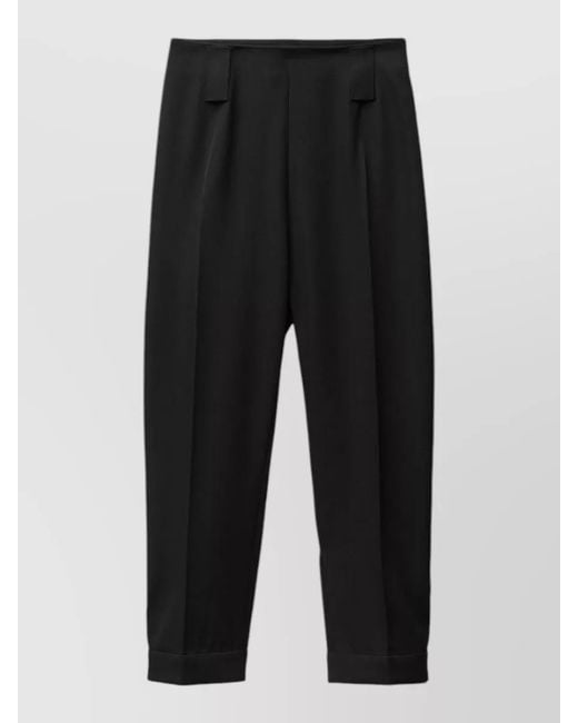 Versace Black Straight Pants Belt Loops Cuffed Hem