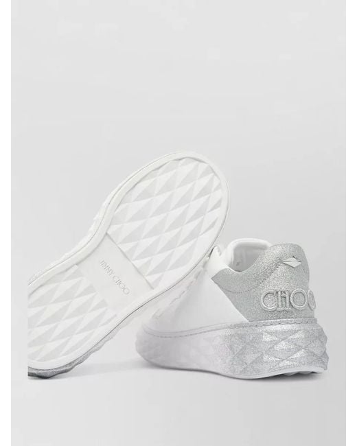 Jimmy Choo White Diamond Maxi F Ii Lace Up Sneakers