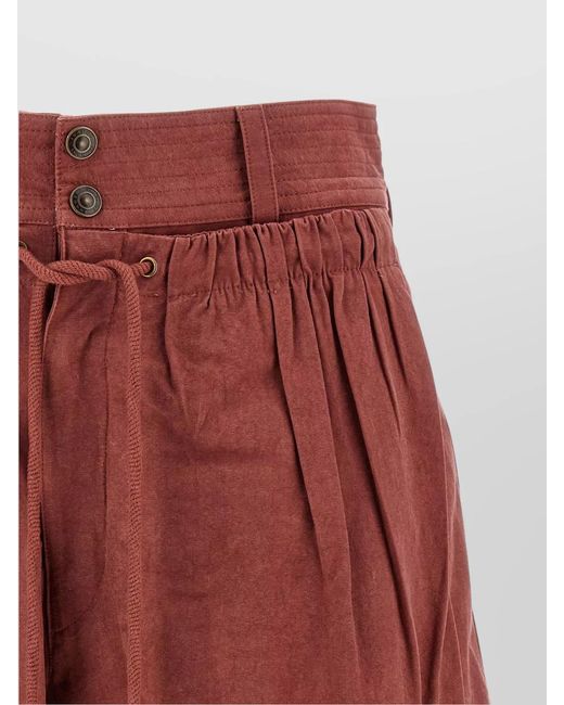 Isabel Marant Red Cotton Wide-Leg Knee-Length Shorts