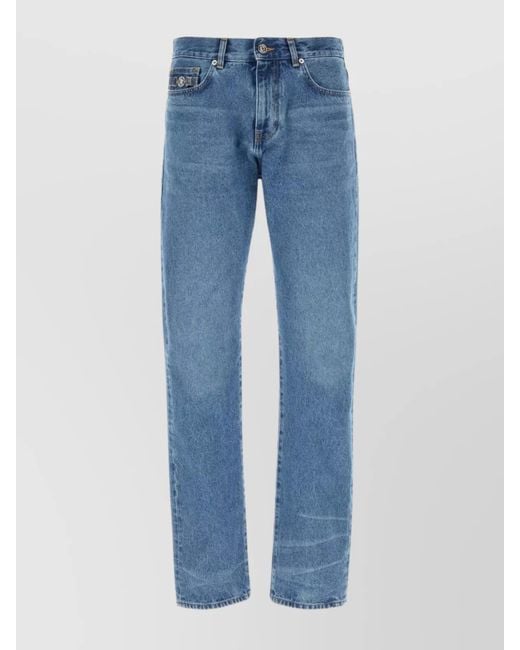 Versace Blue Waist Belt Loops Denim Trousers for men